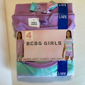 Girls Youth 4 Piece Shirt Top Shorts Pants Sleep Lounge Pajama Comfy Set